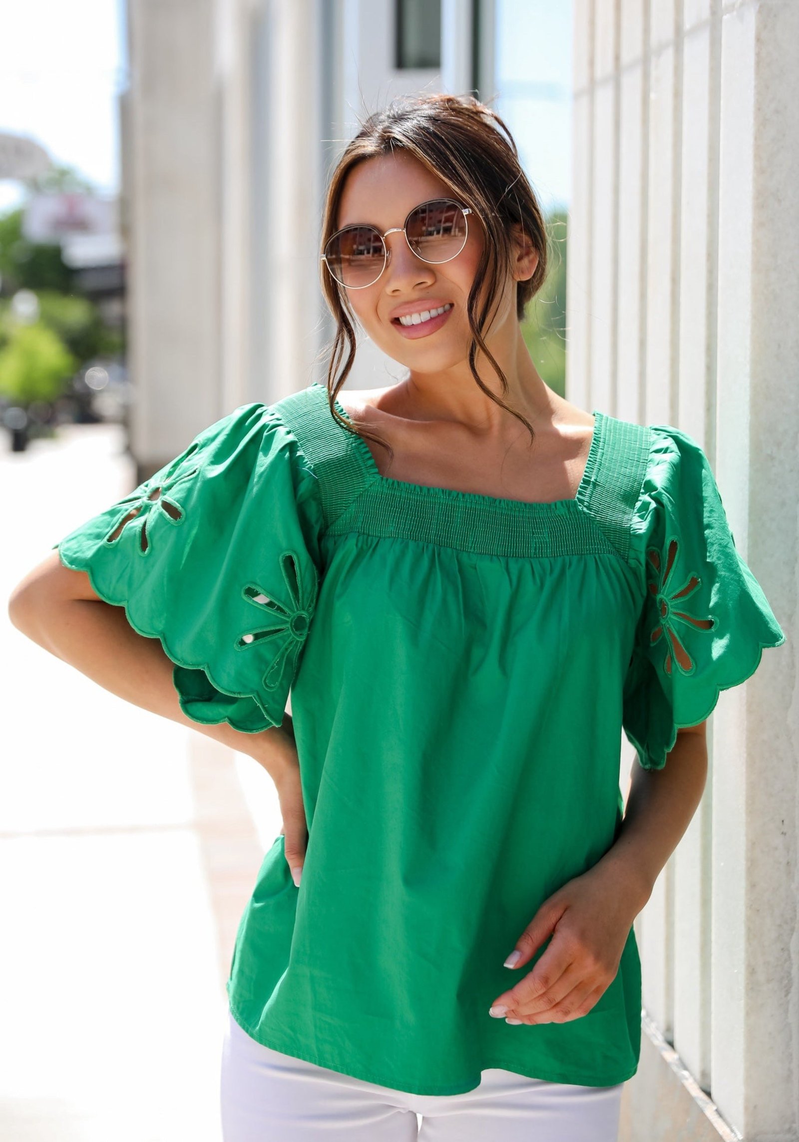 Blissful Afternoon Eyelet Blouse