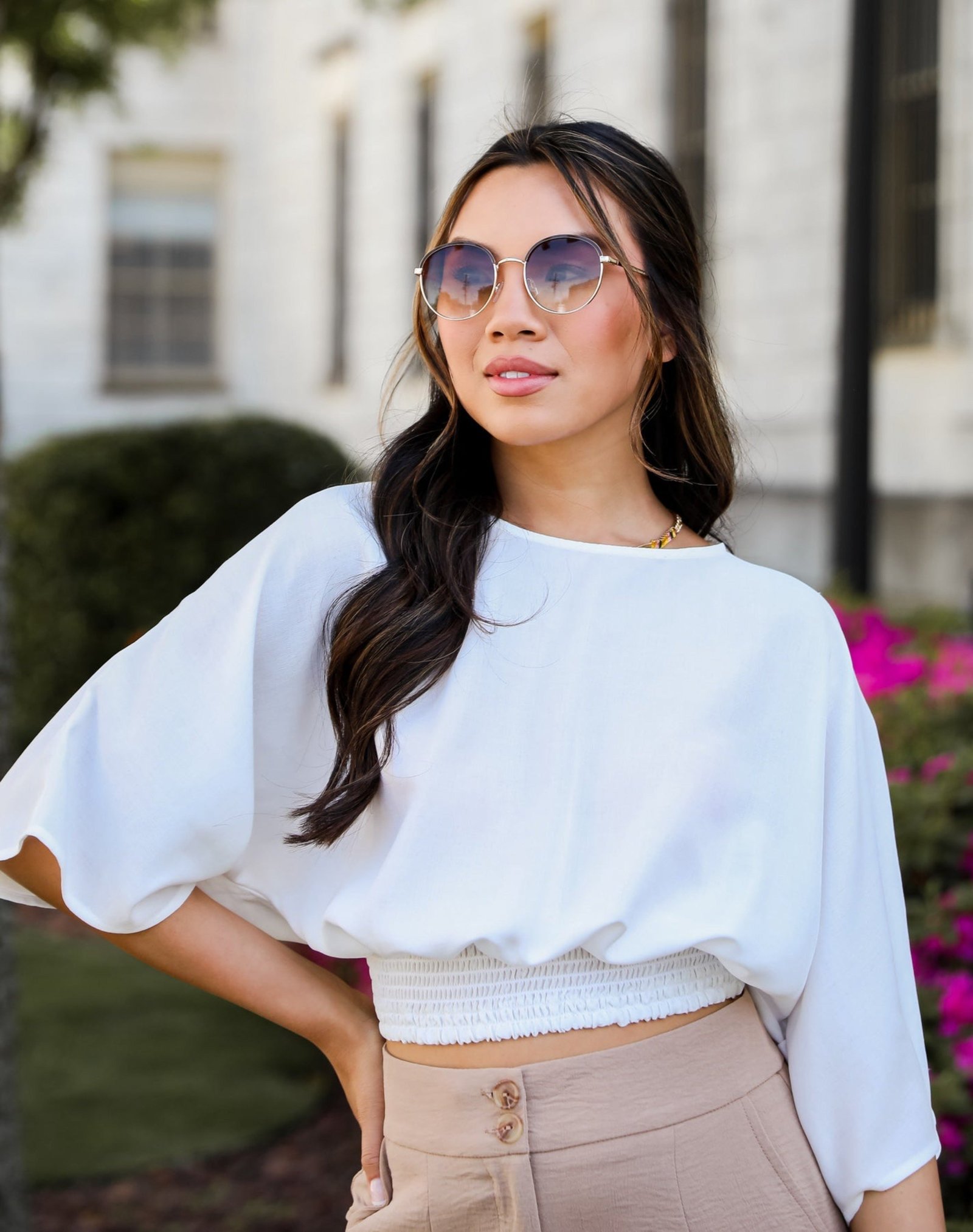 Sweetly Content White Blouse