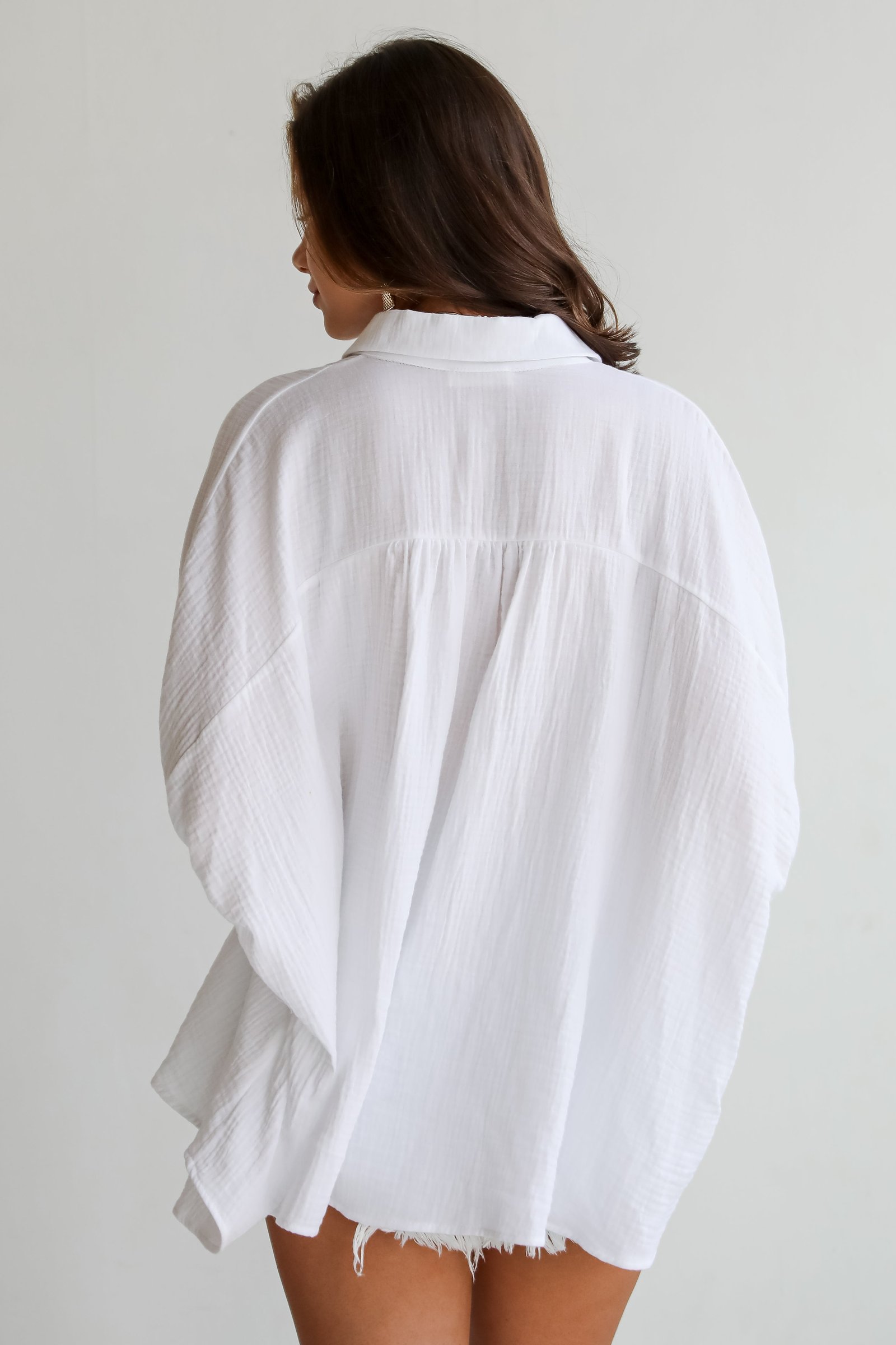 Charming Summer Linen Oversized Button-Up Blouse