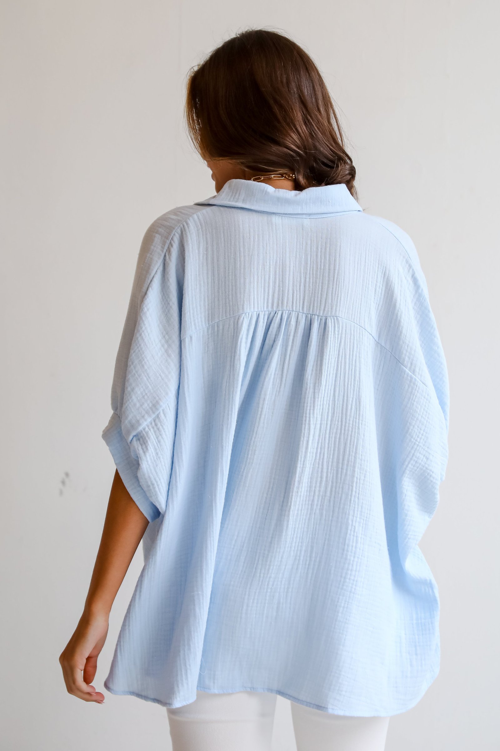 Charming Summer Linen Oversized Button-Up Blouse