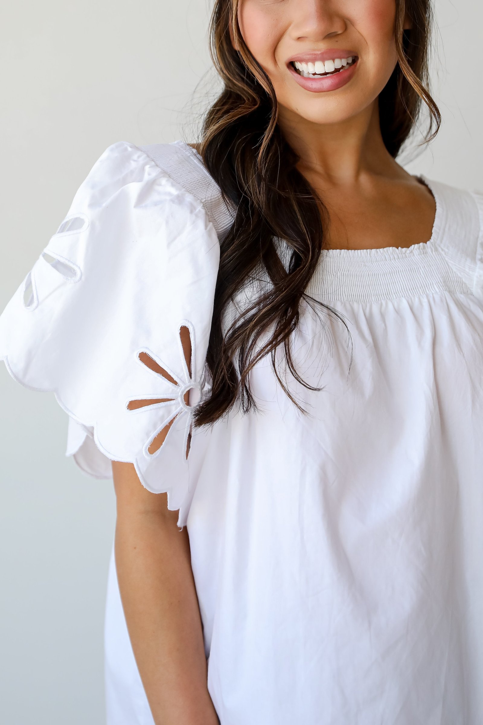 Blissful Afternoon Eyelet Blouse In White