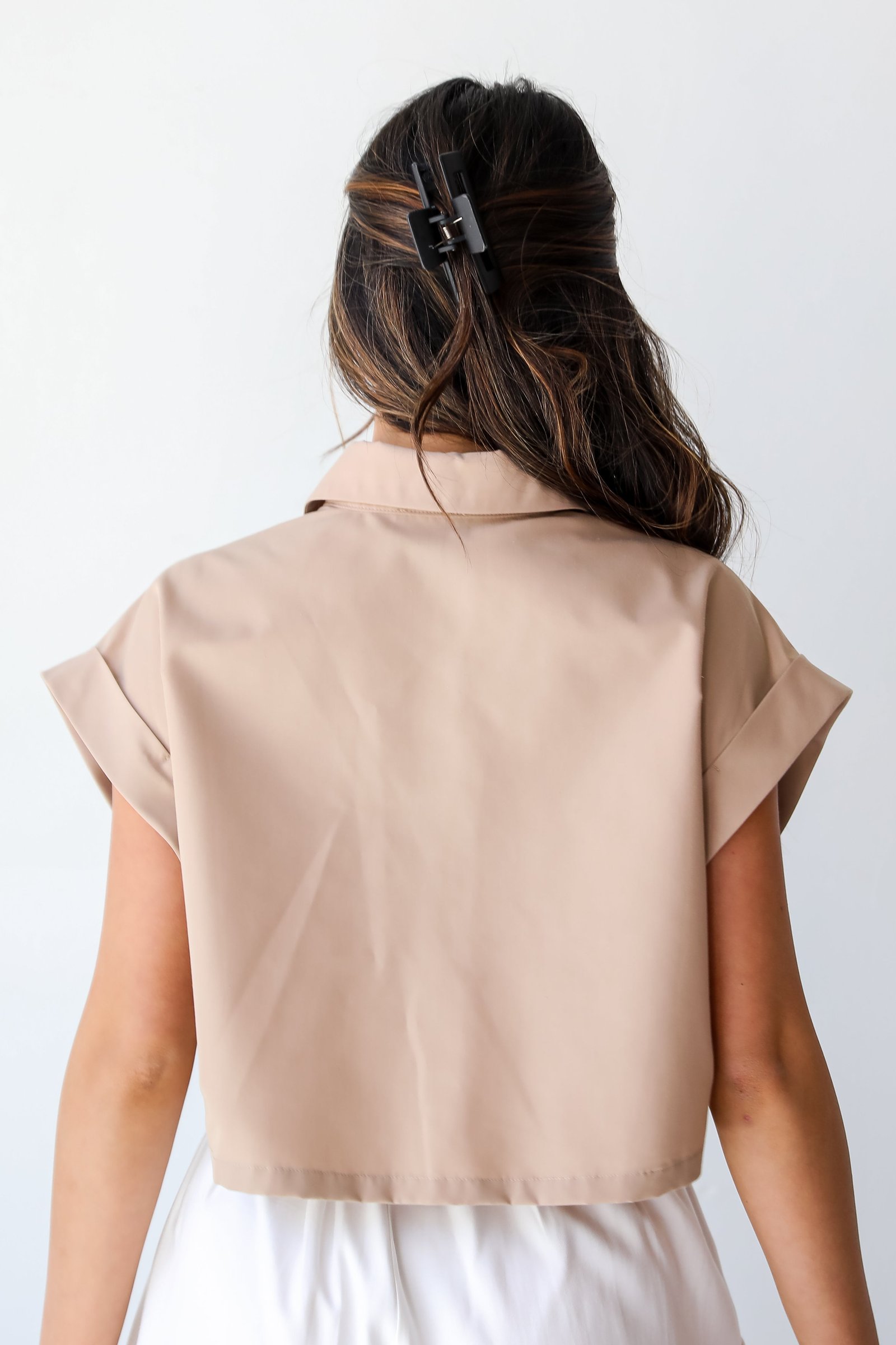 So Sophisticated Khaki Cropped Blouse