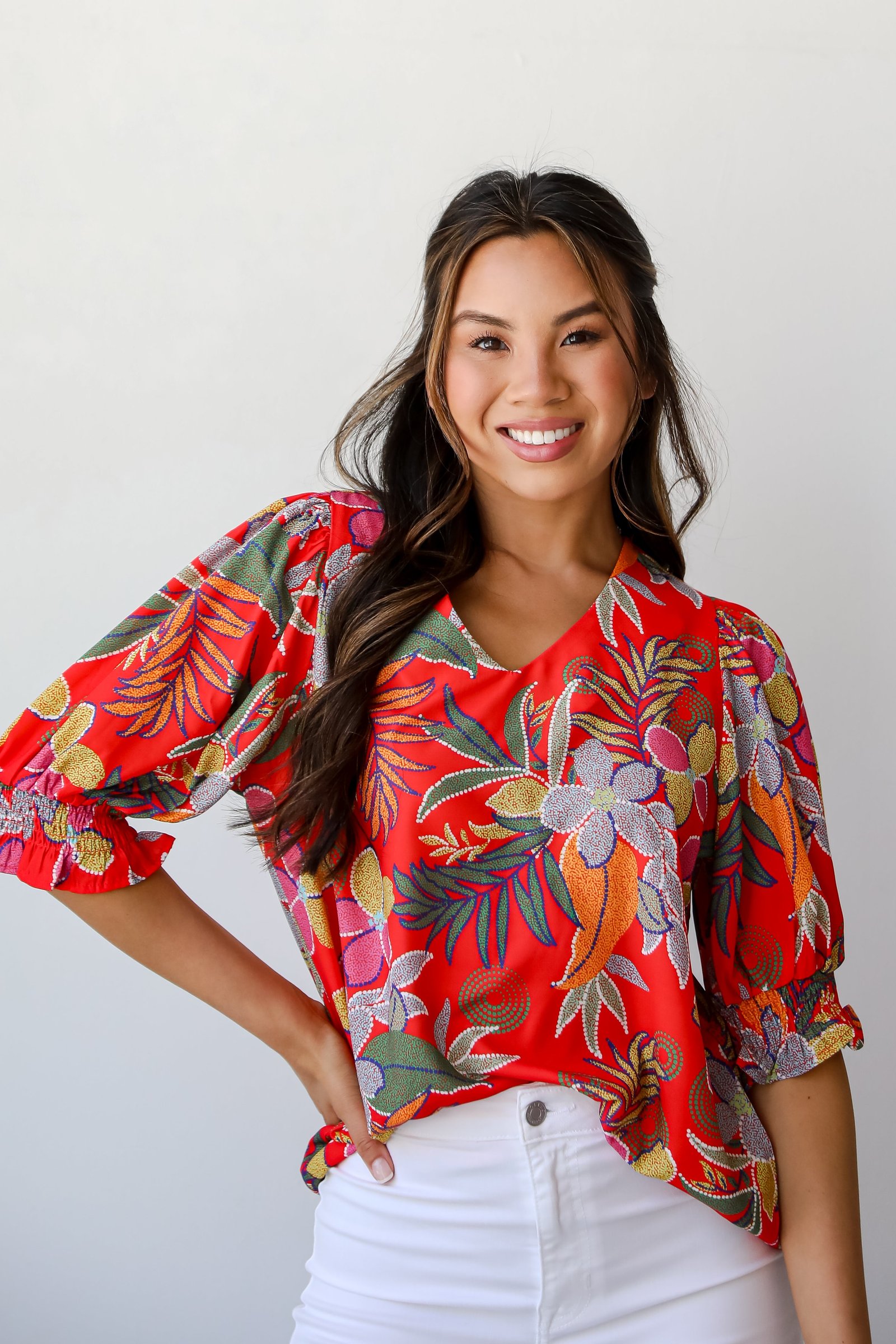 Gorgeous Muse Red Floral Blouse