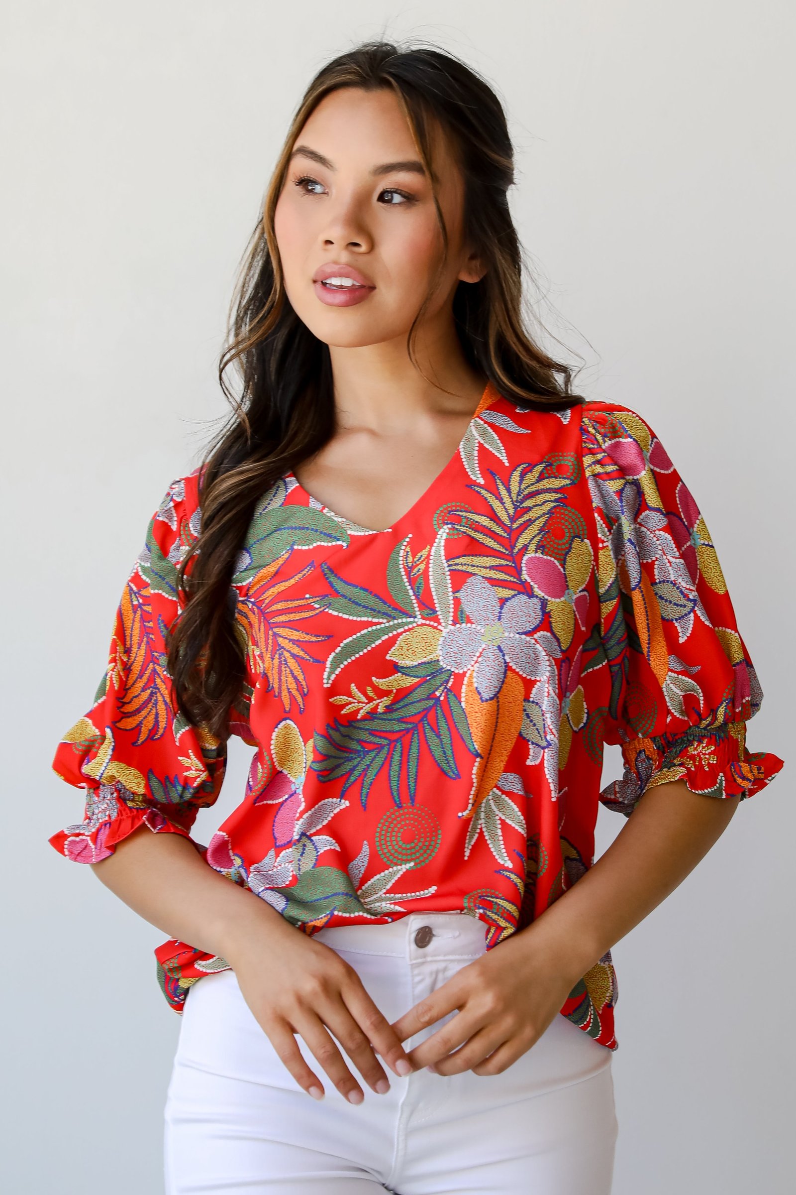 Gorgeous Muse Red Floral Blouse