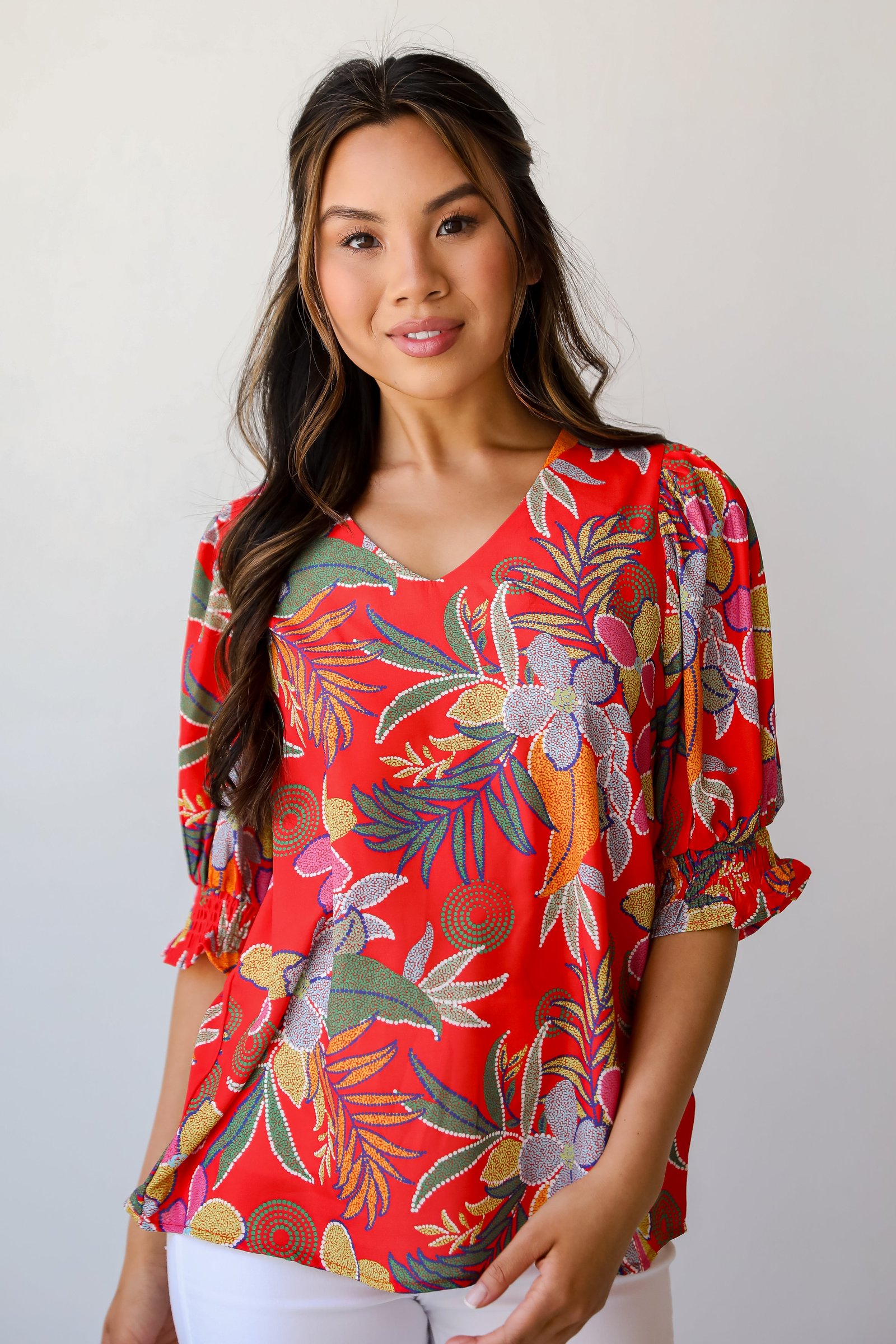 Gorgeous Muse Red Floral Blouse