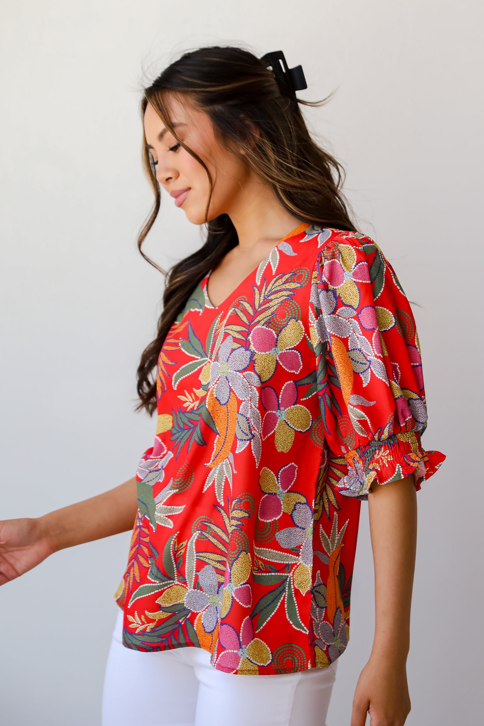 Gorgeous Muse Red Floral Blouse