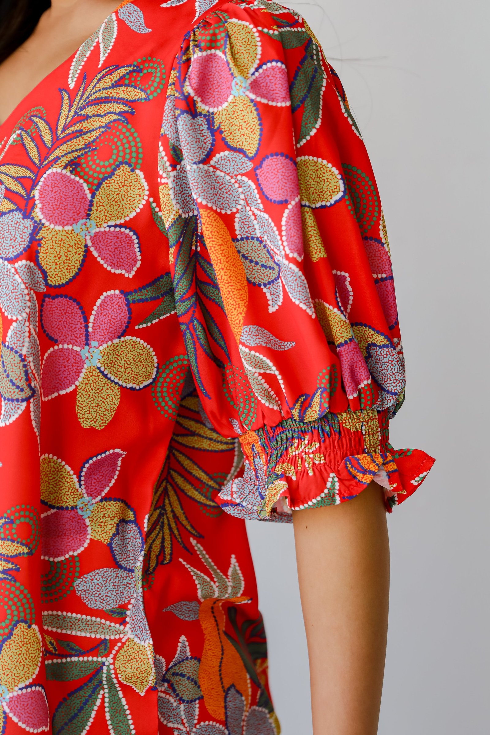 Gorgeous Muse Red Floral Blouse